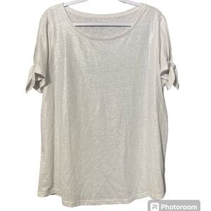 Talbots Plus Shimmery Linen Blend Tee Shirt Short Sleeve Women's Size XL